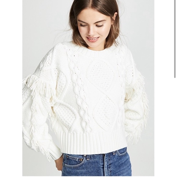 Line & Dot Jasper Fringe Cable Knit
Sweater Ivory Size Medium - Picture 2 of 15